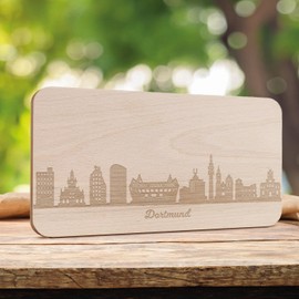 Dortmund Breakfast Board with Skyline Engraving – Bread Board & Gift for Dortmund City Lovers & Fans – Ideal as a Souvenir