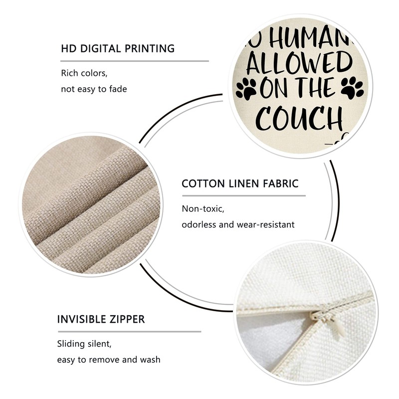 FBCOO No Humans Allowed on The Couch Dog Paw Pattern