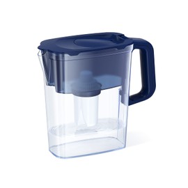 AQUAPHOR 5 Cup Compact Water Filter Pitcher with 1 x B15 Filter | Reduces Chlorine & Heavy Metals | Fast Flow Water Filtration | BPA-Free & Dishwasher Safe | Improved & Filtered Water (Dark Blue)