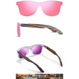 KITHDIA Wooden Sunglasses for Men and Women, Polarised Sunglasses with Wooden Temples, UV400 Protection