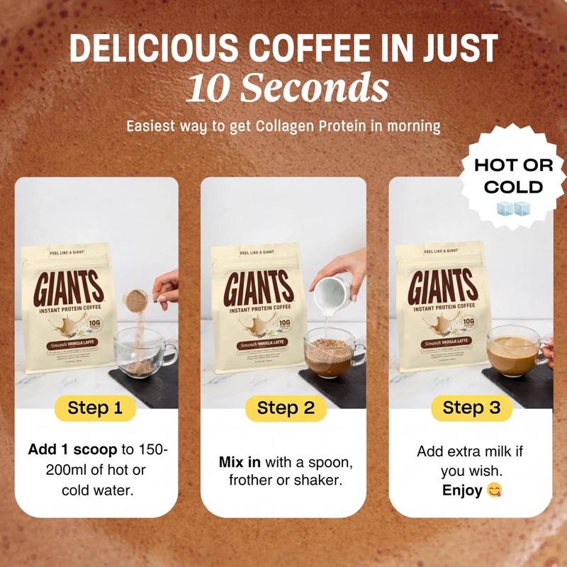Giants Collagen Protein Coffee – Smooth Vanilla Tasting, Healthy Morning