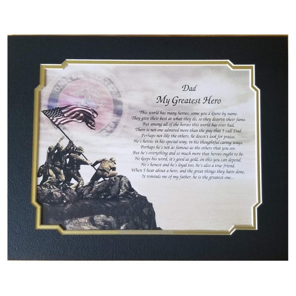 Cazual Creations Marine's Gift for Dad My Greatest Hero Birthday Veterans Day Military Marines