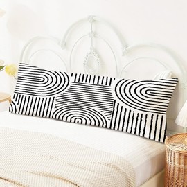 SNNDER Modern Abstract Black and White 20x54 Body Pillow Cover with Zipper, Modern Home Decor, Mid Century Contemporary Minimalist Lines Decorative Long Hug Pillow Cases for Bed Couch