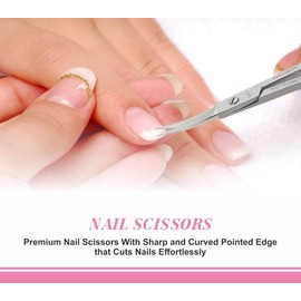Stemedic Instruments Nail Scissors Curved Eyebrow Scissors for Nail, Cuticle, Eyelashes, Nose Hair, Mustache and Beard - Manicure and Pedicure Small Scissors for Men and Women