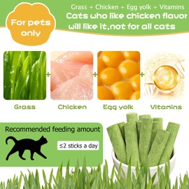 Meowly 110g Cat Grass ﻿Sticks for Cats, Natural Chicken Flavored Cat Grass ﻿Sticks for Teeth Cleaning and Hairball Remedy