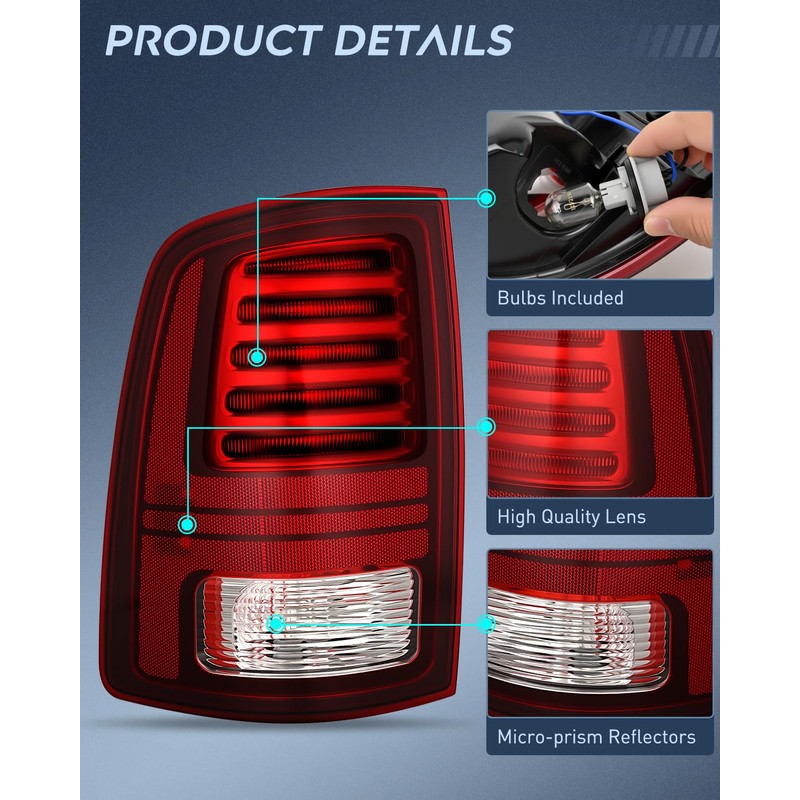 Nilight Taillight Assembly Compatible with 2013 2014 2015 2016 2017