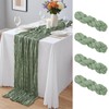 4 Pack Sage Green Cheesecloth Table Runner 10Ft, Gauze Table