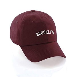 Daxton USA Cities Baseball Dad Hat Cap Cotton Unstructure Low Profile Strapback - Brooklyn Burgundy White