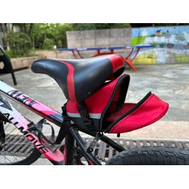 QUZGVEXA Bike Saddle Bag, Seat Bags, Bicycle Bags Cycling Seat Pack for Mountain Road Bikes, Waterproof Pouch for Phone, Wallet, Keys, Tools, Accessories, Biking Gear, Built-in Keychain (Red)