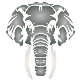 Elephant Head Stencil, 4.5 x 5 inch - African Big Five Animal Wildlife