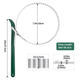 Sanbege 15" Belt Strap Wrench with Adjustable 36" Steel Wire Rubber Strap, Multipurpose Oil Filter Removal Tool