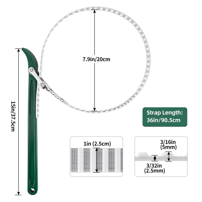 Sanbege 15" Belt Strap Wrench with Adjustable 36" Steel Wire