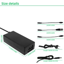 LUFEIS Chargers for Scooter, E Scooter Charger, Hoverboard Charging Cable, 42 V 2 A AC E Scooter Charging Cable with 6 Ports