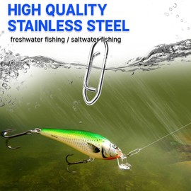 Qiifaiikooii 20 Pcs Fishing Power Speed Clips,High Strength Stainless Steel Fishing Stealth Clips for Fishing Lure Quick Change,Large Size