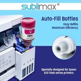 Sublimax Sublimation Ink for Epson EcoTank & SuperTank Printer ET-2803 ET-2800 ET-2850 ET-2720 ET-4800 ET-2400 ET-3760 ET-15000 ET-4760 / Cyan-Yellow-Magenta-Black