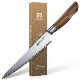 Purple Dragon Gyuto Chef Knife 7.5 Inch, German Vg10 Steel Ultra Sharp Kitchen Knife for Cutting Slicing, Meat Cleaver, Ergonomic Wooden Handle, Gift Box