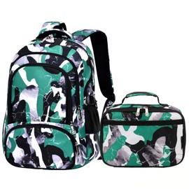 Ladyzone Camo School Backpack Lightweight Schoolbag Travel Camp Outdoor Daypack (BL Camo Green)