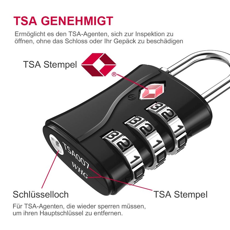 ZHEGE TSA Suitcase Locks, Luggage Locks, Padlocks, 3 Digit Locks