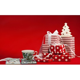 Lightahead Set of 4 MDF Wood Square Coasters for Tea Coffee Cups Mugs Drinks Glass, Spring Bird Design in a Gift Box (Blue)