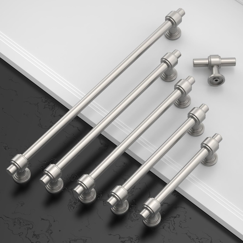 Amerdeco 10 Pack Brushed Satin Nickel Cabinet Pulls 5 Inch(128mm)