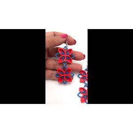 Unbranded Two Tone Floral Dangle Earrings -  3D Printed - Geometric - Color Blocking