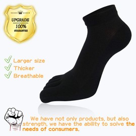 REKYO 5 Pairs Men's Toe Socks Cotton Low Cut, 5 Finger Socks for Men Breathable And Soft (Black)(Size: 39-46)