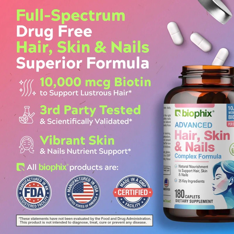 Biophix Biotina 10000 Mcg Cabello Piel Uñas 180 Cápsulas