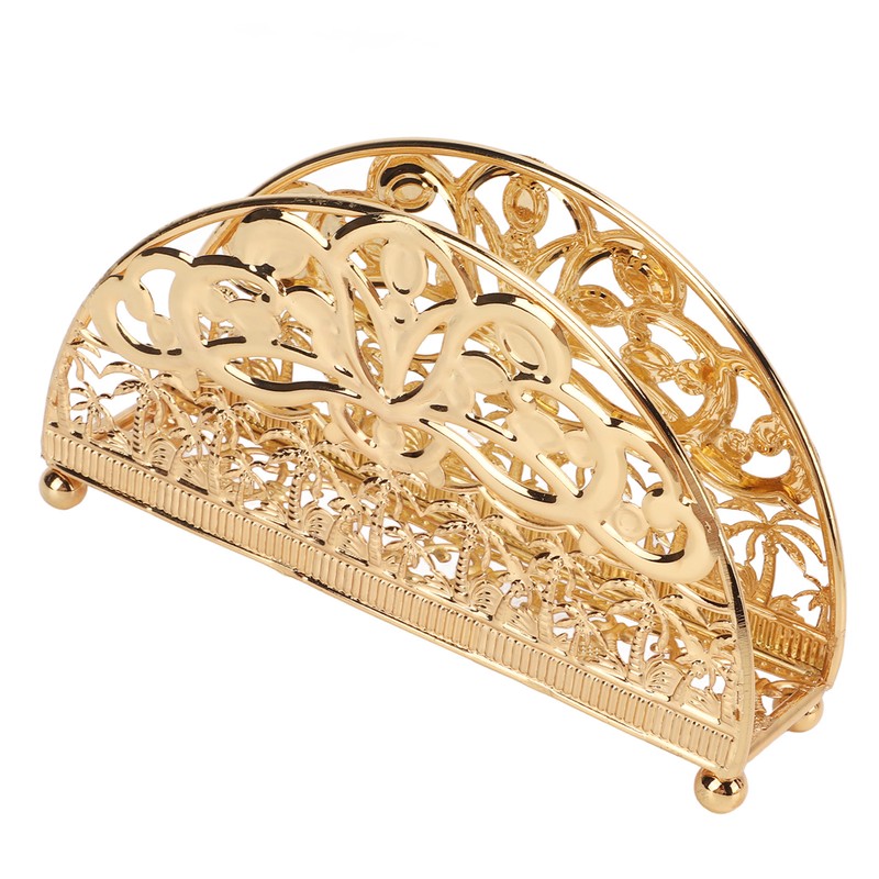 Napkin Holder Electroplating Hollow Iron Pattern Desktop Vertical Gold Metal