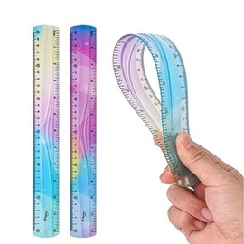 Wmzjnljy 3pcs 30cm/12inch Flexible Rulers for School Plastic Ruler Shatterproof Straight Edge Ruler Gradient Colored Flex Ruler for Metric Ruler, Homes, Offices(M107-3)