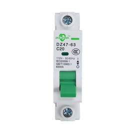 ZGLEDUN AC Miniature Circuit Breaker, 1 Pole 20 Amp, 120/240VAC, 6kA Din Rail Mount Breaker with Thermal Magnetic Trip, DZ47-63 C20 1P, AC Solar MCB
