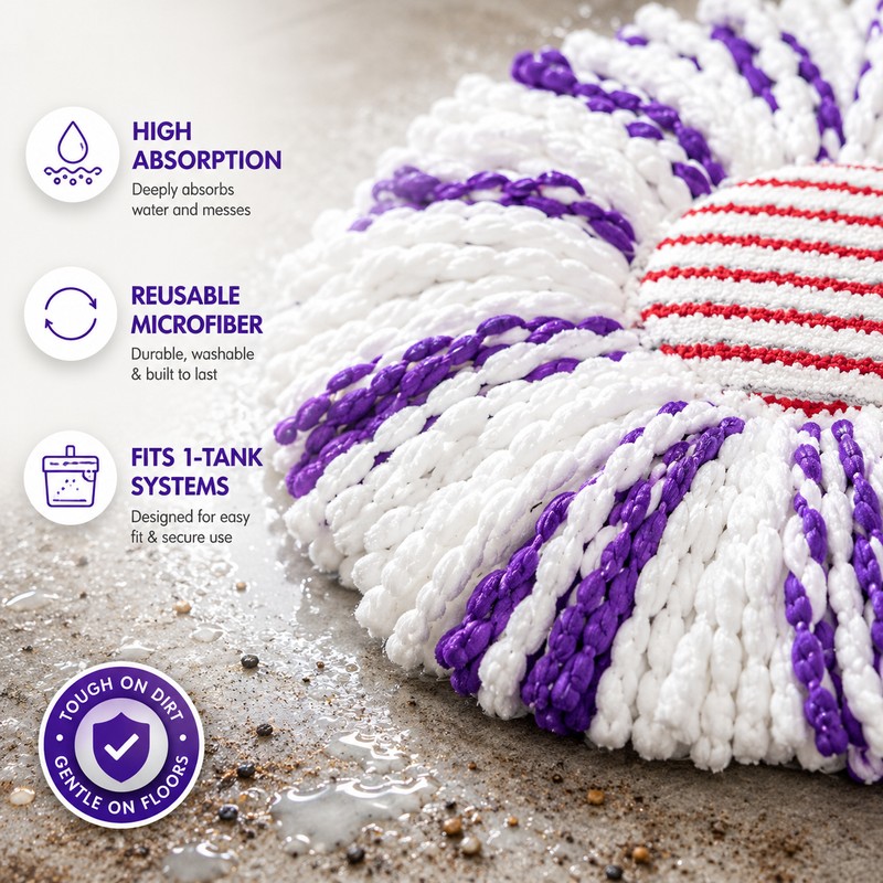 Microfiber Spin Mop Replacement Heads for O-Cedar/Vileda EasyWring – 3/6