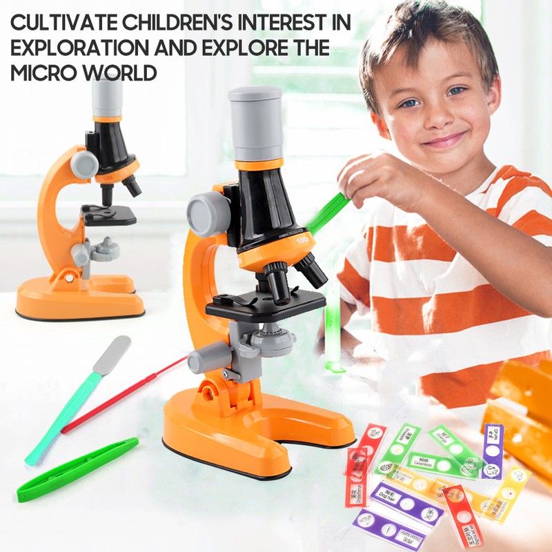 1200X Microscope Children Optical Microscope with LED Light Collection Bottles