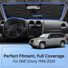 Windshield Sun Shade Umbrella for GMC Envoy 1996-2024, Foldable Car Sunshade for Front Window, Highly Reflective Windshield Sun Shield Visor for UV Protection, Keep Car Cool Accessories