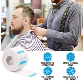 Neck Strips Barber Accessories Professional, Barber Supplies 5 Rolls & 500 Strips, Disposable Barber Neck Strip, Barber Neck Tape for Hair Cutting, Barber Shop, White