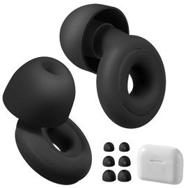Tapones para Oídos, Tapones de Silicona con 3 Pares de Almohadillas, 30 dB de Reducción de Ruido, Lavables, Tapones Auditivos para Dormir, Estudiar, Viaje, Concierto (Negro)