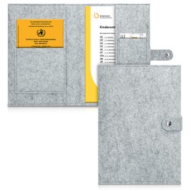 kwmobile Cover for the German Medical Examination Record, Made of Felt, Examination Record and Vaccination Certificate Cover with Extra Compartments, Owl