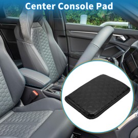 A ABSOPRO Car Armrest Cushion Pad Non-slip 11.81"x8.27" PU,Breathable Cotton and Linen Black Center Console Lid