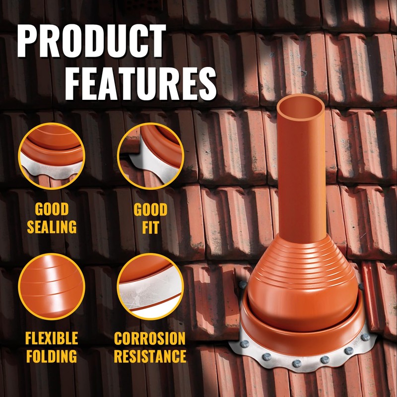 VIVIDA #6 Silicone Metal Roof Pipe Flashing Boot, High Temp