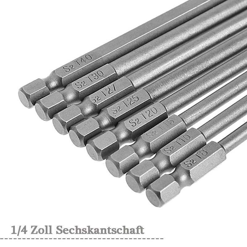 Mesee 8 Pieces Long Torx Head Screwdriver Bit Set, 1/4