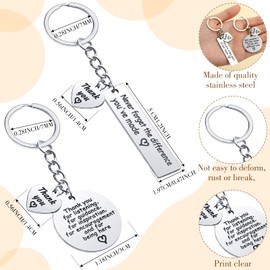 Junkin 50 Pieces Teacher Appreciation Keychain Gifts Thank You Appreciation Keychain for Women Men Employee Farewell Make a Difference Keychain Employee Teacher Nurse Worker Appreciation Week Gifts