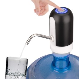 Bomba de agua eléctrica, bomba de agua recargable para el hogar, bomba de agua de 5 galones, dispensador de bomba de agua de un botón (negro)