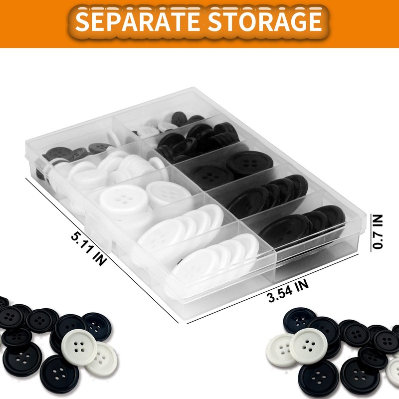 160 PCS (Black and White) Craft Buttons, Resin Buttons in