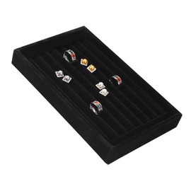 EIMSOAH Ring Display Tray Slot Organizer Case Box Jewelry Holder Showcase, for Home Collection, Shop Display, with Flannelette (Black)