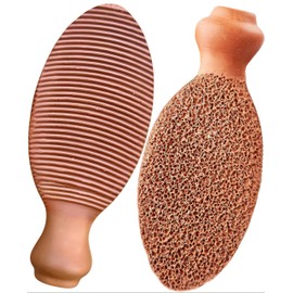 Natural Terra Cotta Pumice Stone for Feet (+Organic Cocoa) Lasts 7+ Years Callus Remover & Trimmer | Ancient Indus Valley Foot Scrubber (Divine Pumice)