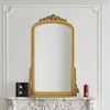 Varsoul Gold Arch Antiqued Wall Mirror with Beaded Frame –