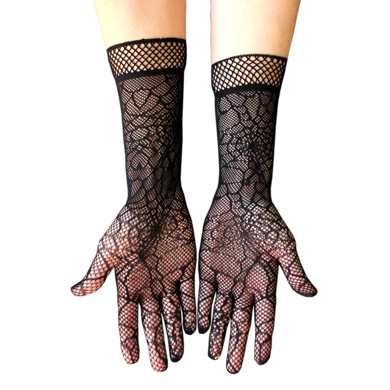 Millennials In Motion Spiderweb Lace Gloves Goth Fishnet Spider Web