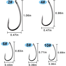 200pcs Carp Fishing Hooks Kit,Barbless Curved Shank Carp Hooks for Carp Hair Rigs Fly Tying Hooks Freshwater Saltwater Fishing Tackle