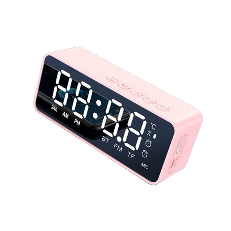 Digital Alarm Clock with BT Speaker, Mirror LED Display Clock