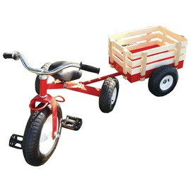 Valley Children's Tricycle with Wagon, Red with White Accents