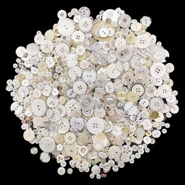 600-700 botones de concha para manualidades, botones blancos surtidos a granel, botones de manualidades de varios tamaños para manualidades, manualidades, decoración
